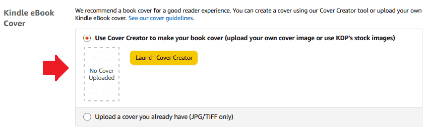 Upload a cover for your Kindle eBook. 