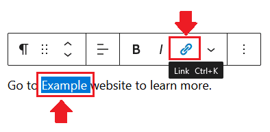 Click the "Link Icon" from Toolbar. The Toolbar appears automatically.