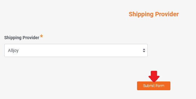 Choose your Shipping Provider. Click on the Submit Form to finish the process.