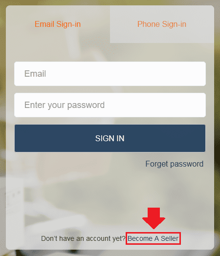 At your right-side there is a Sign-In section. Go to its bottom and click the "Become A Seller" link. At your right-side there is a Sign-In section. Go to its bottom and click the "Become A Seller" link.