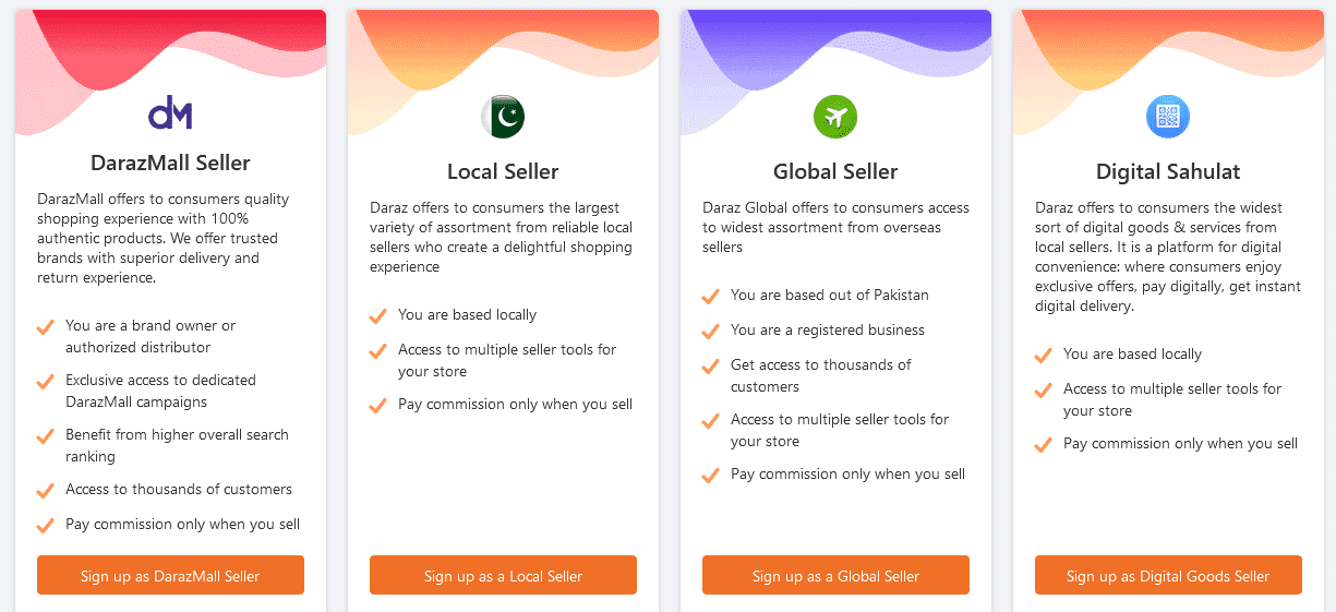 Click on the Sign up as.. button to create your desired Daraz Seller Center account. Click on the Sign up as.. button to create your desired Daraz Seller Center account.