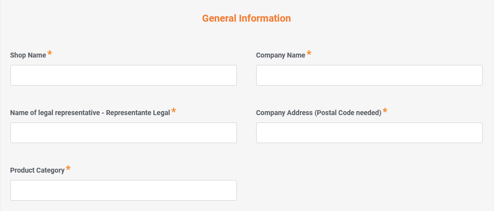 Provide the general information to create Daraz Global Seller Account Provide the general information to create Daraz Global Seller Account