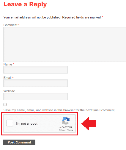 Here you can see that the reCAPTCHA ("I am not a robot" Checkbox) has been successfully integrated with Comments Form.