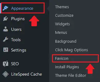 To access the Favicon by RealFaviconGenerator go to Appearance and click Favicon. To access the Favicon by RealFaviconGenerator go to Appearance and click Favicon.