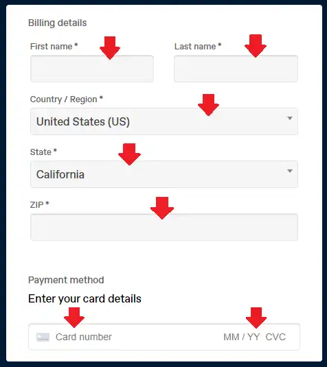 Provide the Billing details so that you can buy the subscription plan