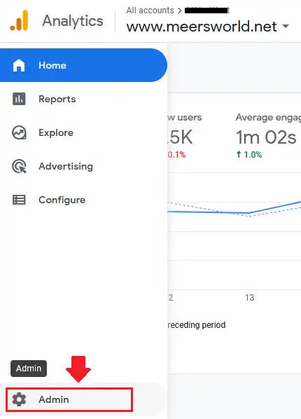 1) Go to your Google Analytics account. If you have added more than one property (website) in your Google Analytics account choose the property of which you want to find the Measurement ID. 2) Click the Admin from sidebar.