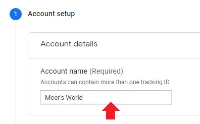 In the Account name enter a name. It could be your name or your website name.