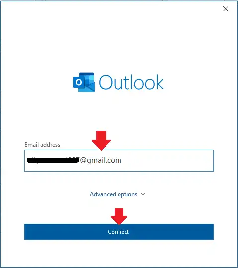 Enter your Gmail ID in Email address. Click the Connect.