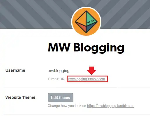 You can find your Tumblr URL in the Username section.  