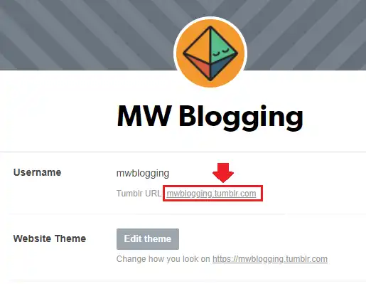 You can find your Tumblr URL in the Username section. You can find your Tumblr URL in the Username section.