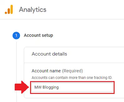 In the Account name enter your blog name or something relevant.