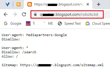 Add /robots.txt at the end of your Blogger blog's URL and press enter.