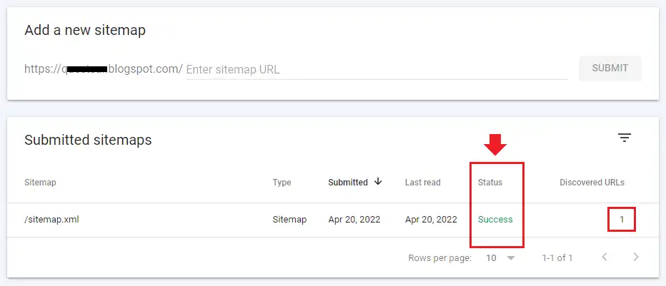 sitemap has been successfully submitted in the Google Search Console
