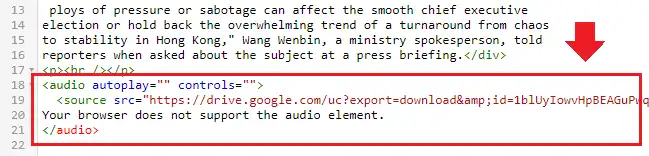 The original audio is stored in Google Drive. I have copied the audio link and added in the source. 