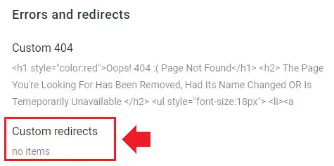 Click on the Custom redirects. 