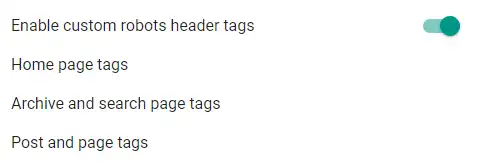 Custom Robots Header Tags settings in Blogger