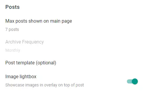 Posts settings in Blogger
