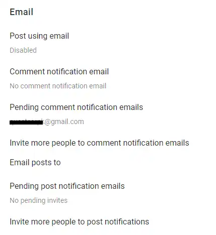 Email Settings in Blogger