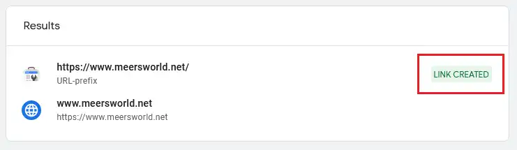 If your Google Analytics 4 account is linked to Google Search Console account successfully you will see the LINK CREATED label on the Results page. 