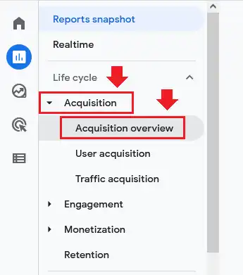 Click on the Acquisition and then Acquisition overview.