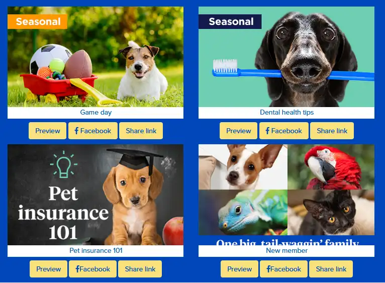 Nationwide Pet Insurance e-card examples