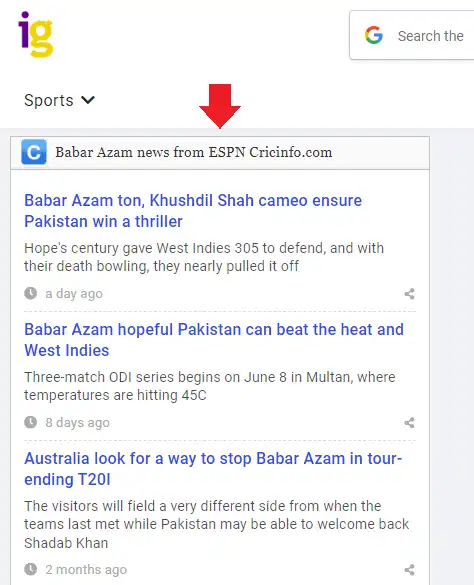 Latest RSS FEED URLs Babar Azam