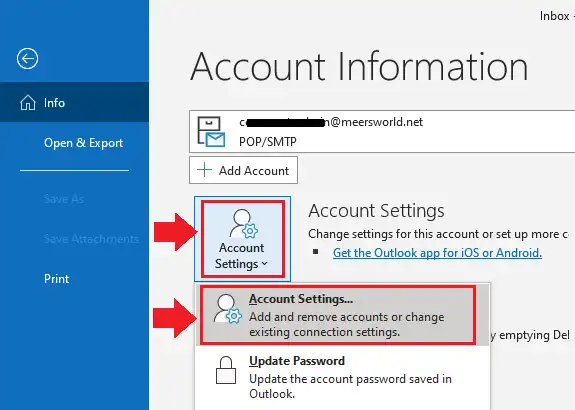 Go to Account Settings and click Account Settings 