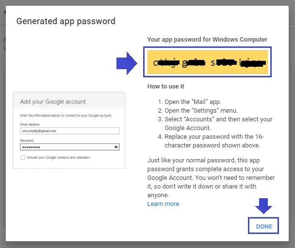 Your E-mail Server Rejected Your Login | Copy your app password