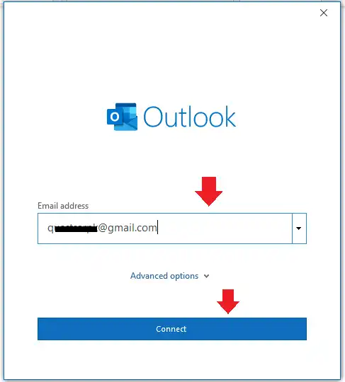 Set Up Gmail in Outlook | Enter Email Address & Connect