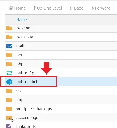 Click the public_html directory.