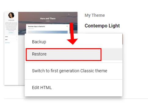 Click the Restore Option