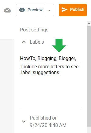 Add Labels to your post