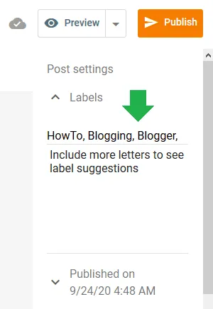 Add Labels to your post Add Labels to your post