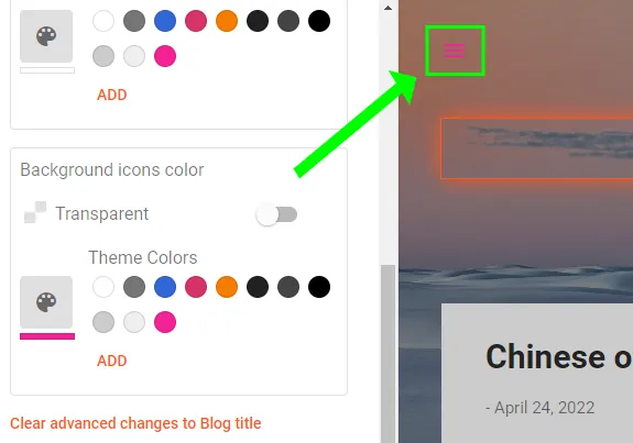 Background icons color customize settings
