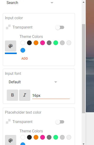 Search Customize Settings in Blogger