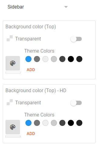 Sidebar Advanced Customize settings