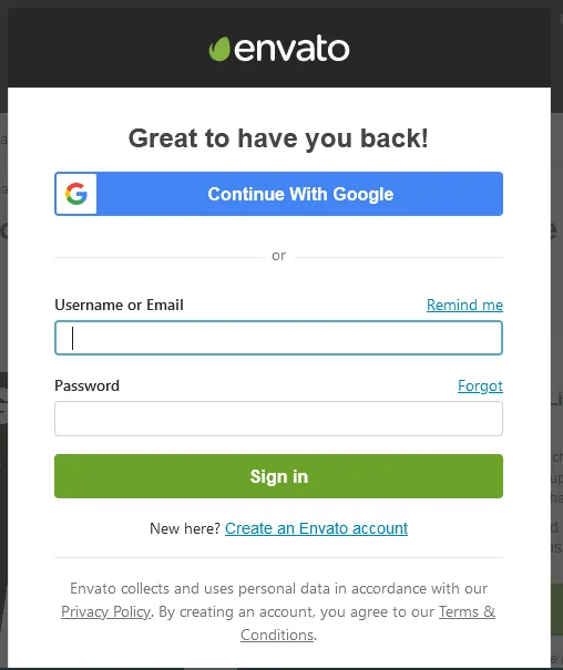 Sign In with Username or Email