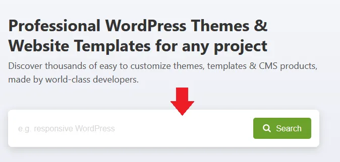 Enter your wordpress theme name and click Search