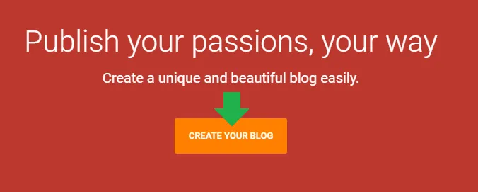 on blogger, Click Create your blog button