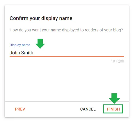 Confirm your display name and click finish
