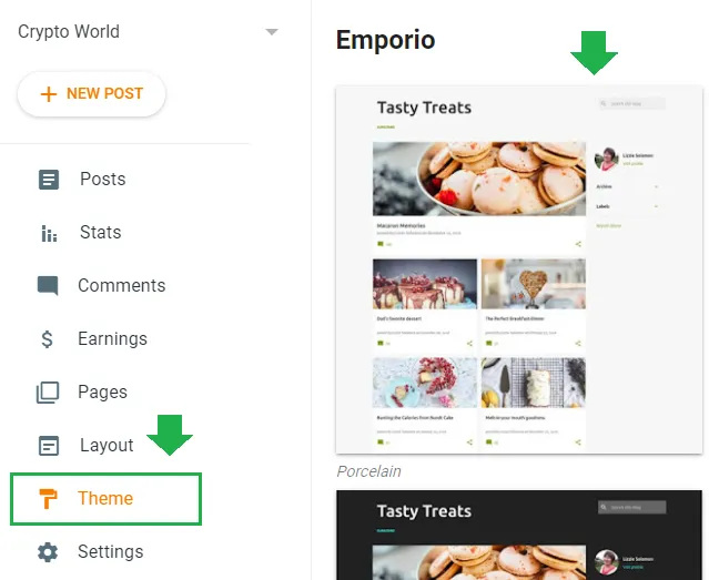 Go to theme and pick a theme that you want to choose for your blog