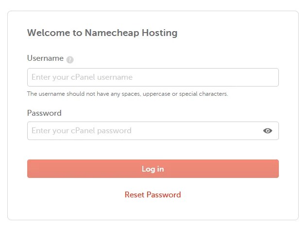 Enter your cPanel Username and Password and Login to your account.