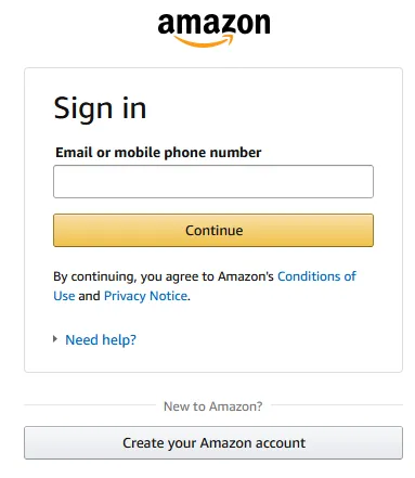 If you have already got an Amazon Customer Account, simply Sign In, otherwise click the Create your Amazon account button and fill the required information
