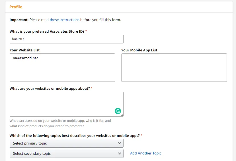 Fill your Profile like Associate Store ID, Website/app details Fill your Profile like Associate Store ID, Website/app details