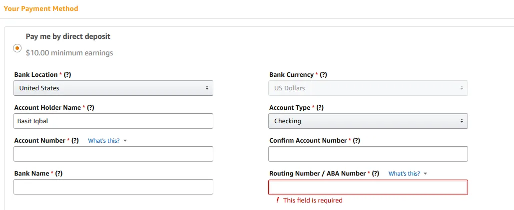 Fill the payment information from your Payoneer account Fill the payment information from your Payoneer account