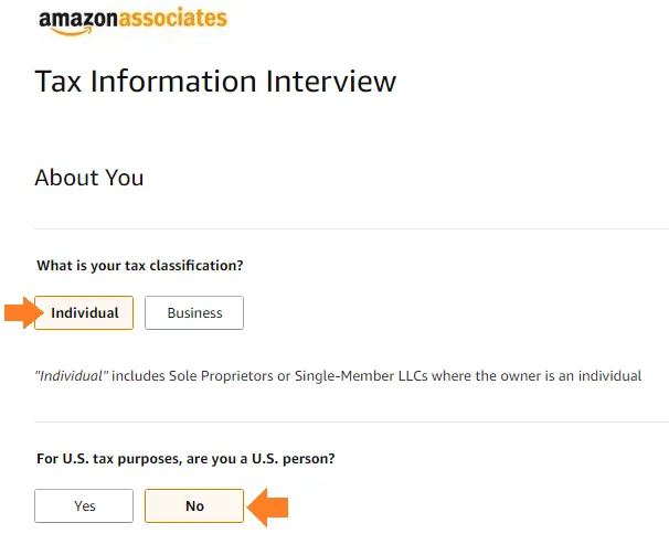 Fill the "Tax Information Interview"