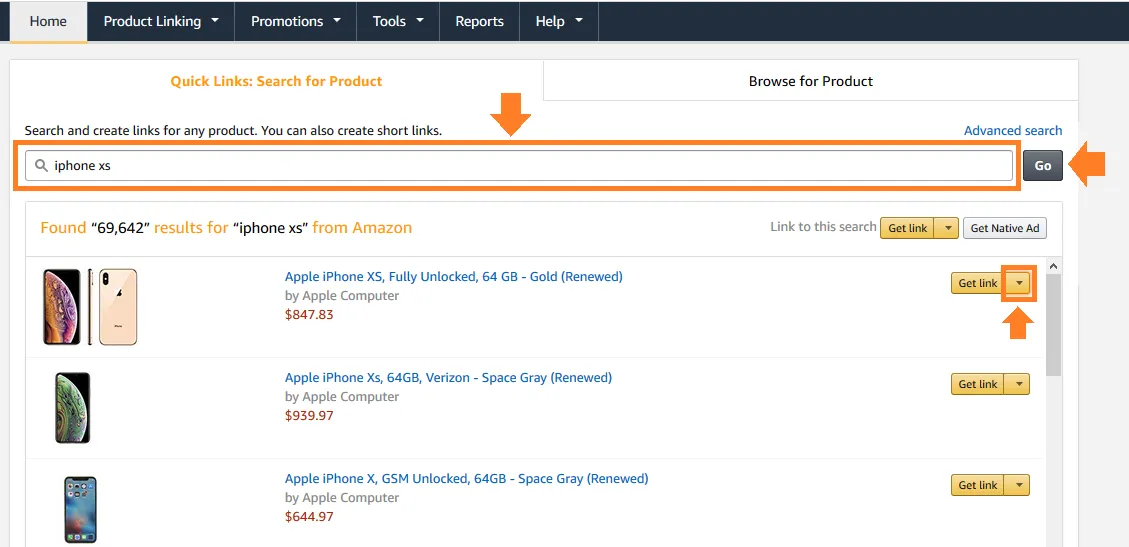 Search and create links for any product. You can also create short links. Search and create links for any product. You can also create short links.