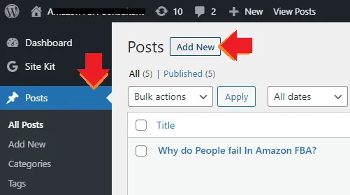 Click Posts and click Add New button