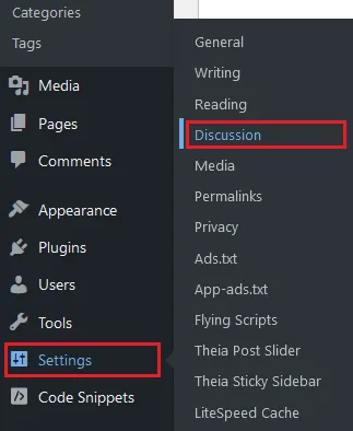 Go to Settings from the sidebar and click Discussion.