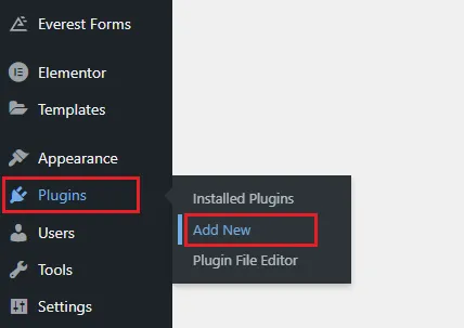 Go to Plugins from the Sidebar and Click Add New.